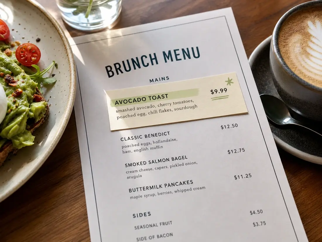 Before and after example of editing menu text