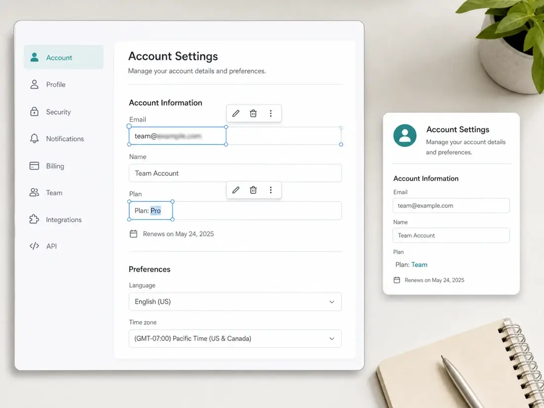 Screenshot text editor for editing UI text and dashboard screenshots