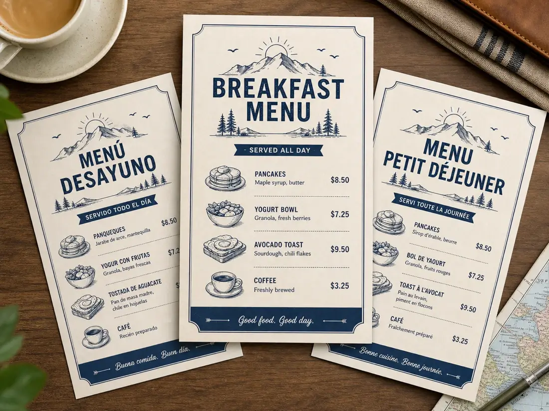 Translate text in image while preserving layout and design